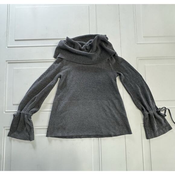Moth By Anthropologie Turtle Neck Pullover Sweater Womens XS Gray Rib Knit - Picture 1 of 8